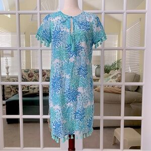 Sail to Sable Coral Print Tassel Dress